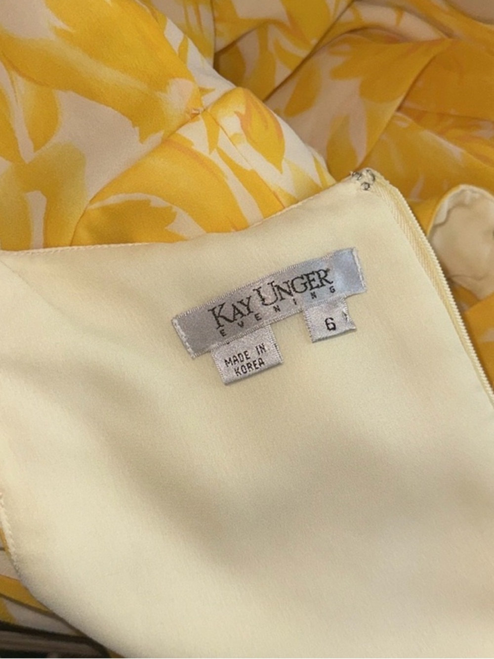 Kay Unger Evenings 100% Silk Yellow Dress EUC - Picture 7 of 7